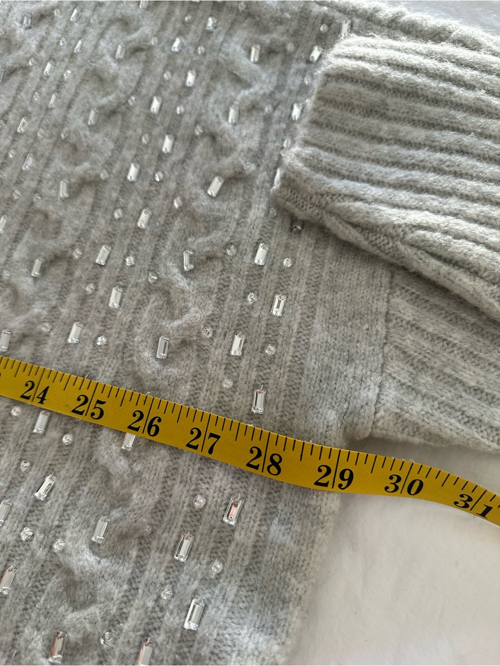 Nordstrom NWT Sparkle Cable Knit Sweater, Light Gray, size XL - Picture 8 of 11